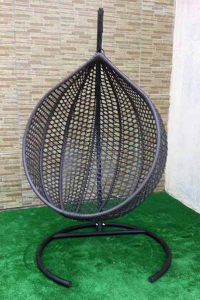 Кресло плетеное подвесное Ротанг Плюс Арриба Cross сталь, искусственный ротанг коричневый Фото 7