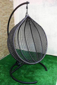 Кресло плетеное подвесное Ротанг Плюс Арриба Cross сталь, искусственный ротанг коричневый Фото 6