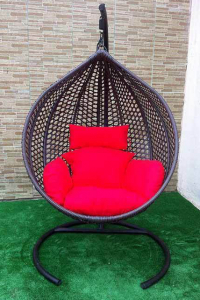 Кресло плетеное подвесное Ротанг Плюс Арриба Cross сталь, искусственный ротанг коричневый Фото 4