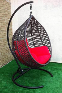 Кресло плетеное подвесное Ротанг Плюс Арриба Cross сталь, искусственный ротанг коричневый Фото 5