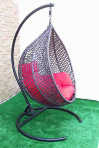 Кресло плетеное подвесное Ротанг Плюс Арриба Cross сталь, искусственный ротанг коричневый Фото 3