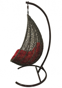 Кресло плетеное подвесное Ротанг Плюс Принцесса сталь, искусственный ротанг бежево-коричневый Фото 3