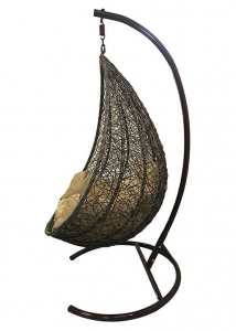 Кресло плетеное подвесное Ротанг Плюс Принцесса сталь, искусственный ротанг бежево-коричневый Фото 6