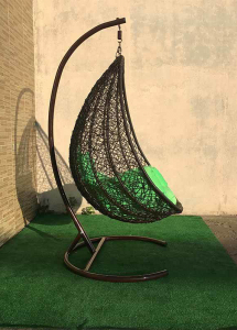 Кресло плетеное подвесное Ротанг Плюс Принцесса сталь, искусственный ротанг коричневый Фото 3