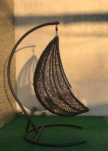 Кресло плетеное подвесное Ротанг Плюс Принцесса сталь, искусственный ротанг коричневый Фото 11
