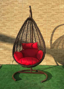 Кресло плетеное подвесное Ротанг Плюс Принцесса сталь, искусственный ротанг коричневый Фото 12