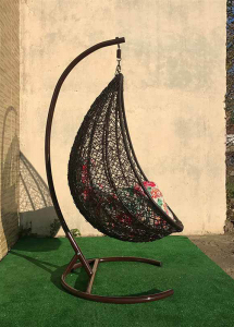 Кресло плетеное подвесное Ротанг Плюс Принцесса сталь, искусственный ротанг коричневый Фото 6