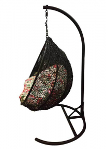 Кресло плетеное подвесное Ротанг Плюс Сомбрерро сталь, искусственный ротанг черный Фото 3