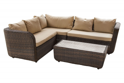 Комплект мебели угловой Tagliamento Yuhang искусственный ротанг, поливуд, текстиль коричневый, бежевый Фото 1