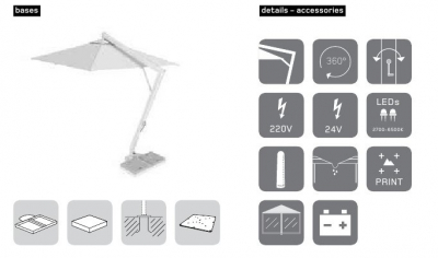 Зонт профессиональный телескопический Crema Efesto алюминий/акрил Фото 5