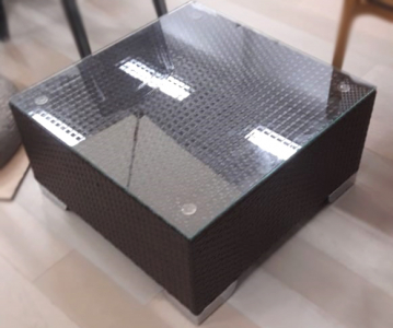 Столик плетеный журнальный со стеклом Lexus Лаунж алюминий, искусственный ротанг венге Фото 1