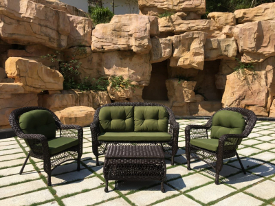 Комплект плетеной мебели Afina LV520BG Brown/Green искусственный ротанг, сталь коричневый, зеленый Фото 1