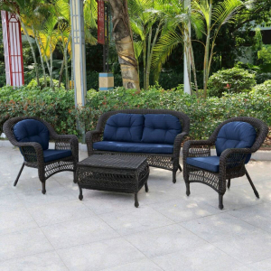 Комплект плетеной мебели Afina LV520BB Вrown/Blue искусственный ротанг, сталь коричневый, синий Фото 1