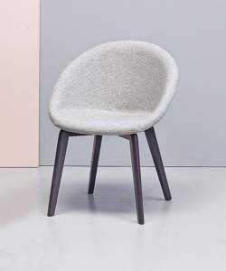 Кресло с обивкой Scab Design Natural Giulia Pop бук, технополимер, ткань венге, светло-серый Фото 1