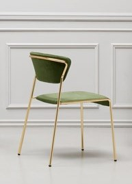 Стул с обивкой Scab Design Lisa сталь, дерево, вельвет сатинированная латунь, зеленый Фото 4