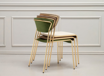 Стул с обивкой Scab Design Lisa сталь, дерево, вельвет сатинированная латунь, зеленый Фото 6