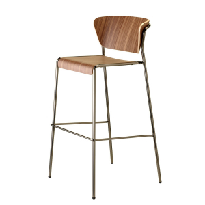 Стул барный Scab Design Lisa Wood сталь, бук черный глянцевый никель, орех Фото 4