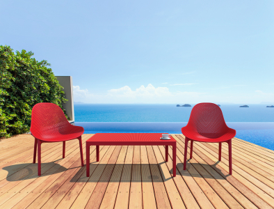 Столик пластиковый журнальный Siesta Contract Sky Lounge Table сталь, пластик красный Фото 7