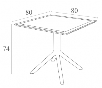 Стол пластиковый Siesta Contract Sky Table 80 сталь, пластик белый Фото 2