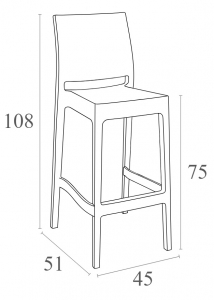 Стул пластиковый барный Siesta Contract Maya Bar 75 стеклопластик белый Фото 2