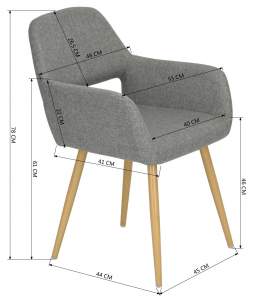 Кресло с обивкой ST-GROUP Кромвель ткань, сталь серый Фото 5