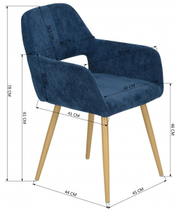 Кресло с обивкой ST-GROUP Кромвель ткань, сталь синий Фото 5
