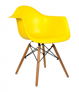 Кресло пластиковое ST-GROUP Eames DAW пластик, бук, сталь желтый Фото 1