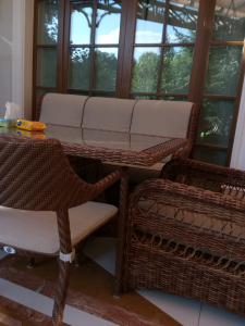 Кресло плетеное с подушкой Skyline Design Plank алюминий, искусственный ротанг, sunbrella бронзовый, бежевый Фото 13