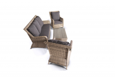Комплект плетеной мебели 4SIS Гляссе алюминий, искусственный ротанг, ткань соломенный Фото 4