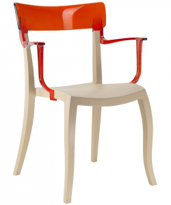 Кресло пластиковое PAPATYA Hera-K стеклопластик, поликарбонат песочный, красный Фото 1