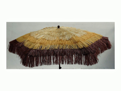 Зонт садовый с соломкой Maffei Tulum Maxi сталь, рафия слоновая кость, виски, коричневый Фото 6
