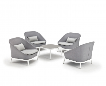 Кресло металлическое с обивкой Grattoni Bayside алюминий, текстилен белый, серый Фото 2