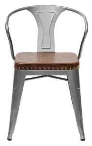 Кресло металлическое с обивкой ST-GROUP Tolix Arms Soft экокожа, сталь серебристый Фото 2