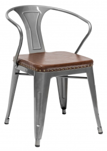 Кресло металлическое с обивкой ST-GROUP Tolix Arms Soft экокожа, сталь серебристый Фото 1