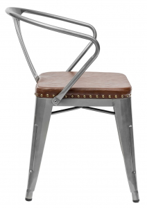 Кресло металлическое с обивкой ST-GROUP Tolix Arms Soft экокожа, сталь серебристый Фото 3