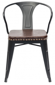 Кресло металлическое с обивкой ST-GROUP Tolix Arms Soft экокожа, сталь черный матовый Фото 2