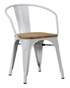 Кресло деревянное ST-GROUP Tolix дерево, сталь белый матовый + светлое дерево Фото 1