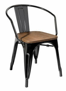 Кресло деревянное ST-GROUP Tolix дерево, сталь черный глянцевый, темное дерево Фото 1