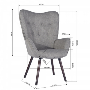 Кресло с обивкой ST-GROUP Гранд ткань, металл, дерево серый Фото 6
