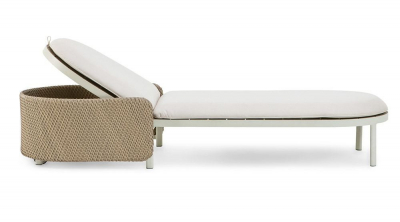 Лежак металлический с матрасом Ethimo Esedra алюминий, искусственный ротанг, акрил песочный, белый Фото 4