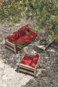 Кресло деревянное с подушками Ethimo Costes тик, акрил натуральный, белый Фото 9
