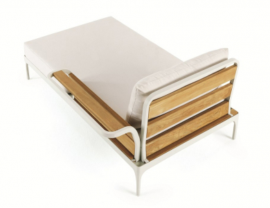 Левый лежак деревянный с подушками Ethimo Meridien акрил, алюминий, тик Фото 5