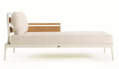 Левый лежак деревянный с подушками Ethimo Meridien акрил, алюминий, тик Фото 2