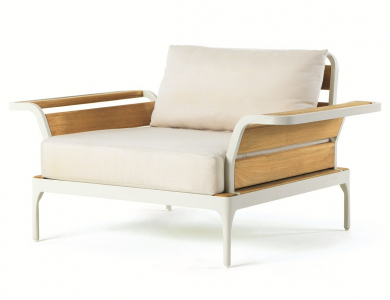 Кресло деревянное с подушками Ethimo Meridien акрил, алюминий, тик Фото 1