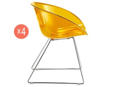 Комплект прозрачных стульев PEDRALI Gliss Set 4 металл, пластик желтый Фото 1