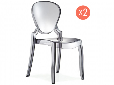 Комплект прозрачных стульев PEDRALI Queen Set 2 поликарбонат серый Фото 1