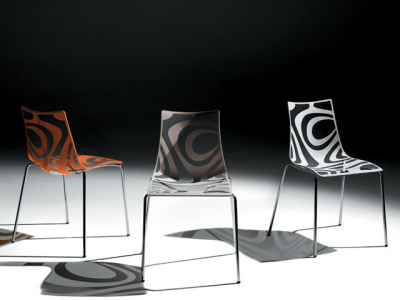 Комплект прозрачных стульев Scab Design Wave 4 legs Set 4 сталь, технополимер хром, песочный Фото 4