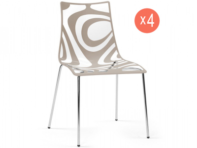 Комплект прозрачных стульев Scab Design Wave 4 legs Set 4 сталь, технополимер хром, песочный Фото 1
