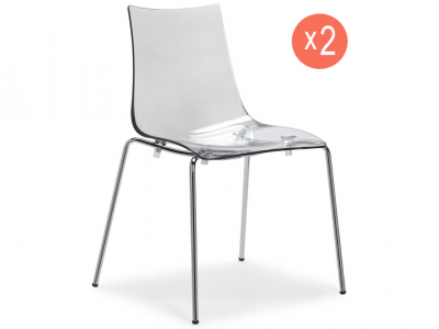 Комплект прозрачных стульев Scab Design Zebra Antishock 4 Legs Set 2 сталь, поликарбонат хром, прозрачный Фото 1