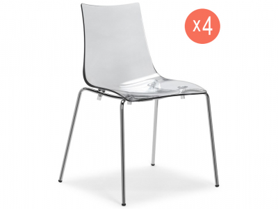 Комплект прозрачных стульев Scab Design Zebra Antishock 4 Legs Set 4 сталь, поликарбонат хром, прозрачный Фото 1